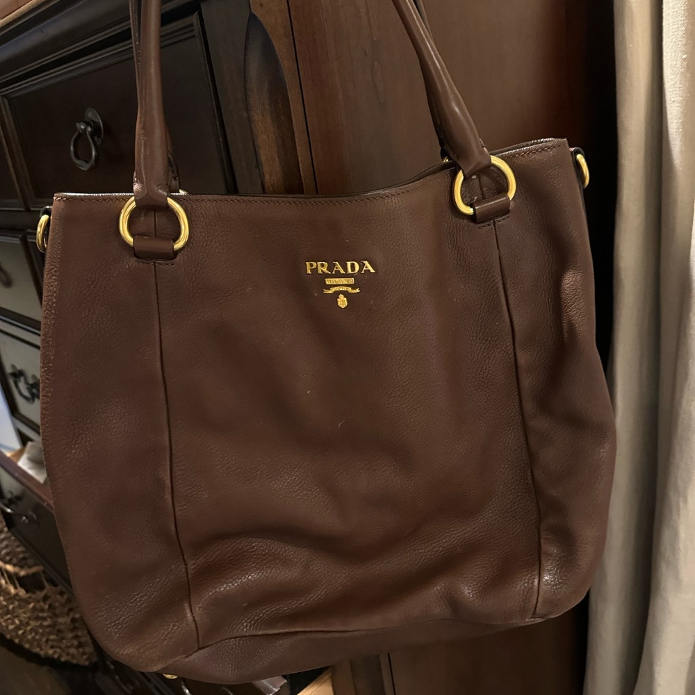 Authentic Prada Brown Leather Handbag